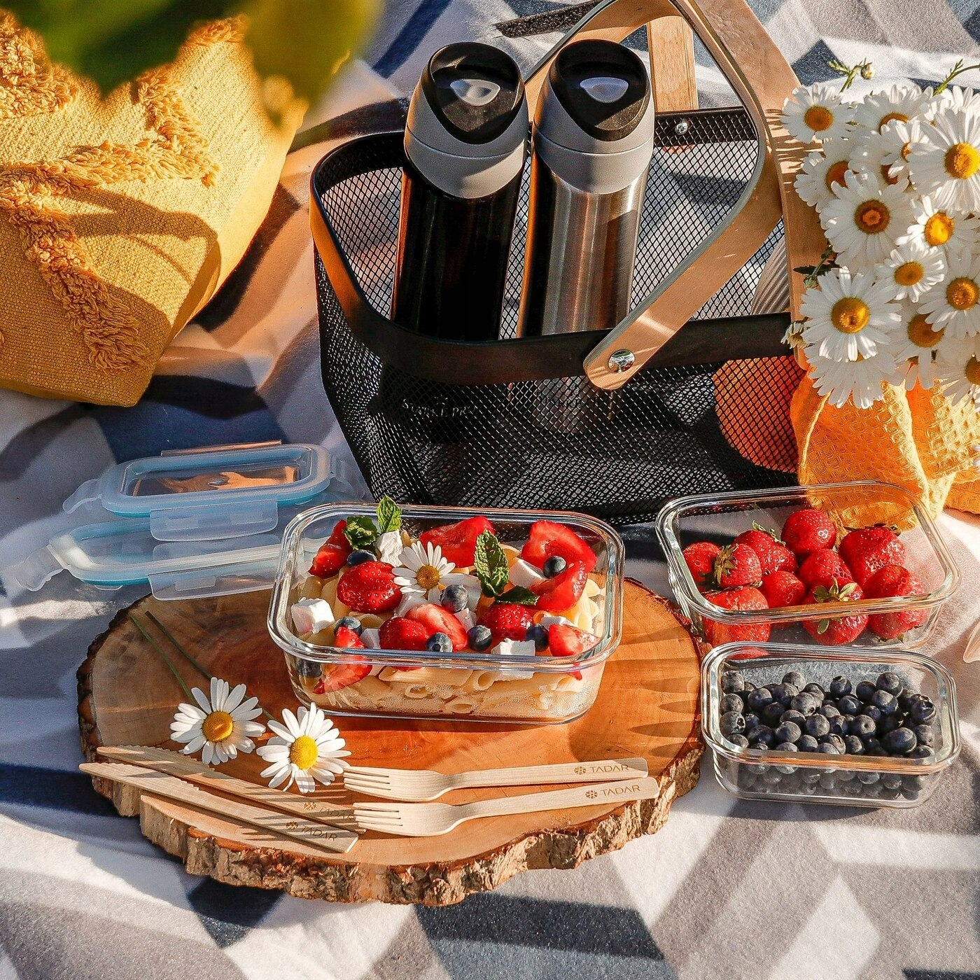 LUNCHBOX Szklany POJEMNIK do MIKROFALI na ŻYWNOŚĆ z Pokrywką Zestaw 3szt Stan opakowania oryginalne